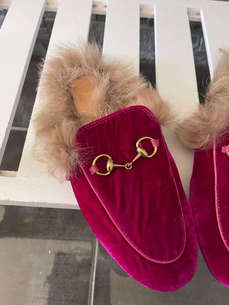 Gucci princetown velvet mules fuchsia v.37, gucci,37