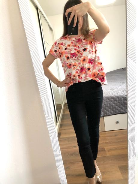 Bavlnené tričko s kvetmi, m