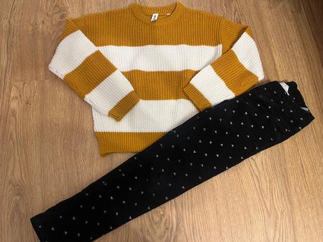 3x h&m menžestrové nohavice, h&m,128