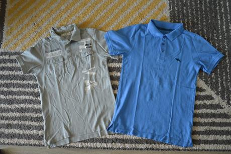 Sivé tričko s golierom 146/152, c&a,146