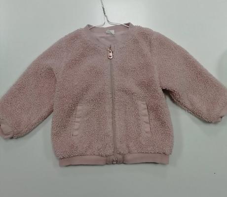 Ružová teddy teplá mikina bunda, h&m,86