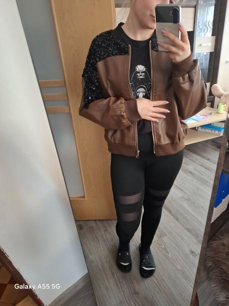 Koženková bomber bunda, s