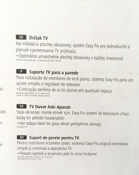 Hama nástenný držiak na tv, 