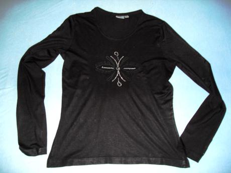 Čierne tričko s trblietavou ozdobou, m