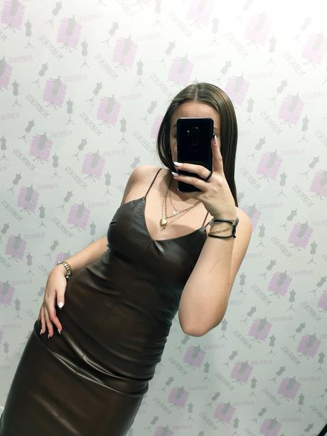 Koženkové šaty s/m, s