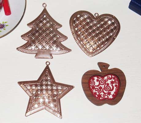 Vianočné ozdoby - sada 10 kusov, kov, drevo, filc, 