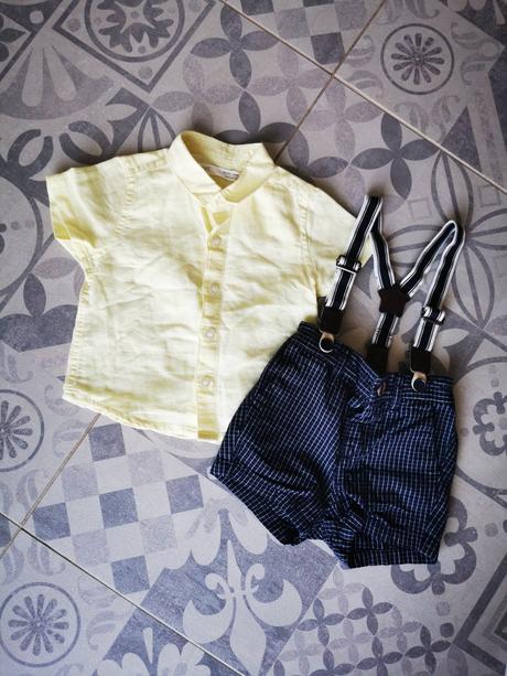 Chlapčenský set (kraťasky s trakmi+košela), next,68