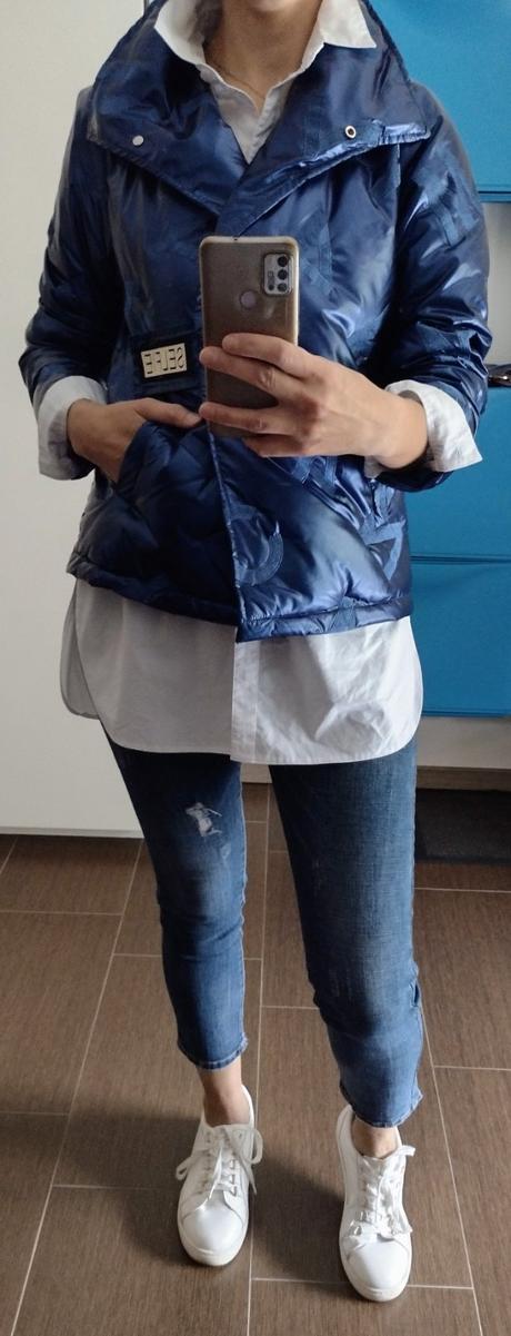 Metalická tmavomodrá bunda, l