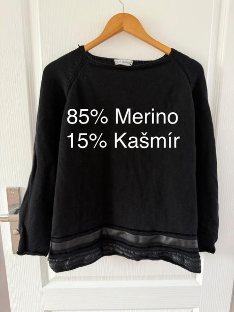 Sveter giusi slaviero merino + kašmír, čierny, l