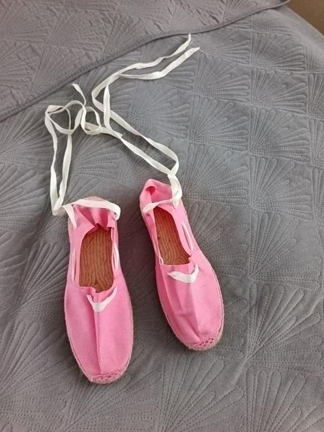 Ružové espadrílky so šnurovaním, 40