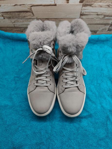 Geox 40 - dámske kožené šedé členkové zimné topánk, geox,40