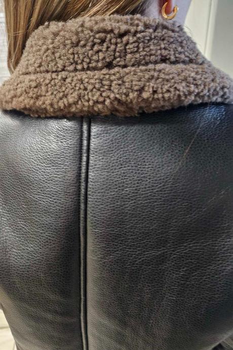 Zimná koženková bunda vel.34, c&a,xs