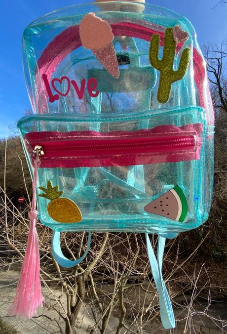 Detský priesvitný ruksak s trblietkami, 