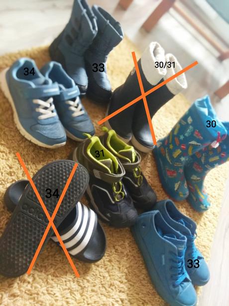 Obuv (gumáky, tenisky, zatepl. čižmy) veľk. 30-34, 30