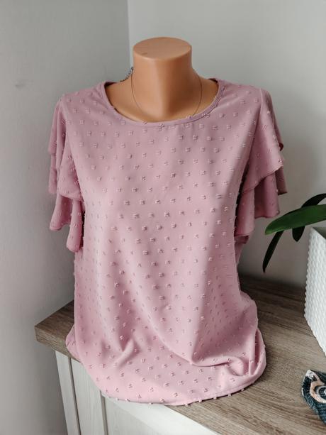 Pudrová ružová blúzka, tričko m,l sadne, m