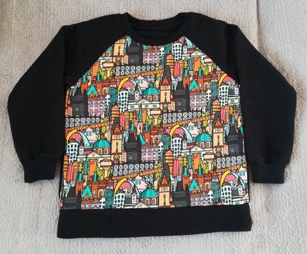 Handmade zateplená mikinka mestečko, 110