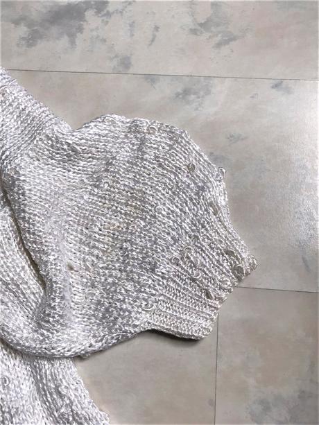 Perleťové uzlíčkové pletené triko oversize, l