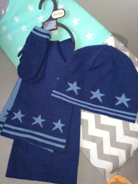 Hviezdičkovy set čiapka šál rukavice, f&f,80