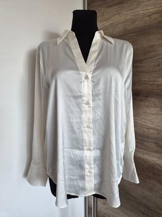 Saténová biela košeľa, h&m,l