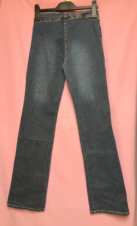 Dámske zvonové upcycled ručne vyšívané rifle, 38 / m