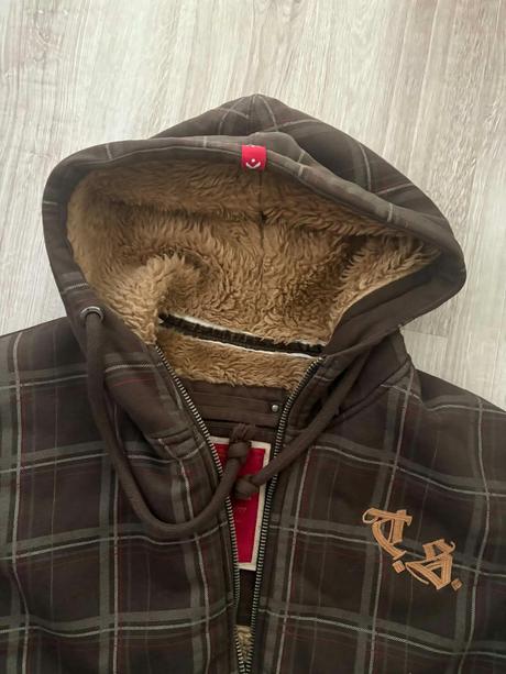 Bunda zateplená hnedá karo xxxl, xxxl