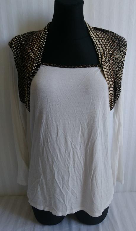 Elastický krémový top s farebným lemovaním, italy, m