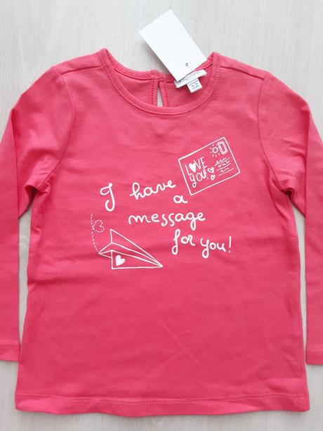 Dievčenské lososové tričko s potlačou (18-24 mes.), fagottino,86