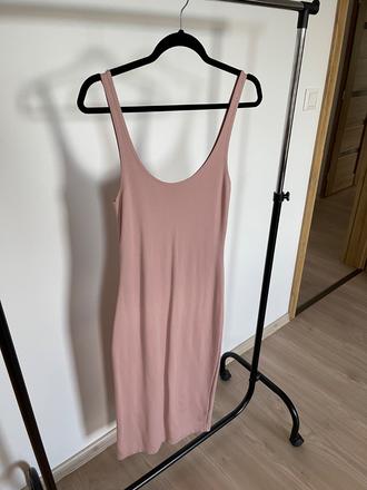 Ružové midi šaty bik bok, s