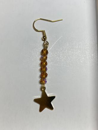 Handmade - zlatá hviezda - ručne robené náušnice,