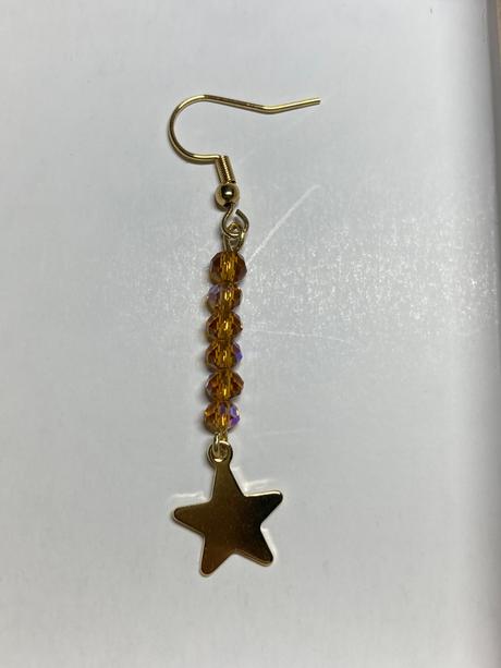 Handmade - zlatá hviezda - ručne robené náušnice, 