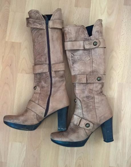 Vysoké kožené elegantné čižmy, 38