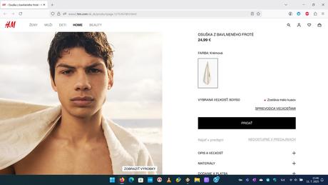 Osuška z froté hm krémová, 