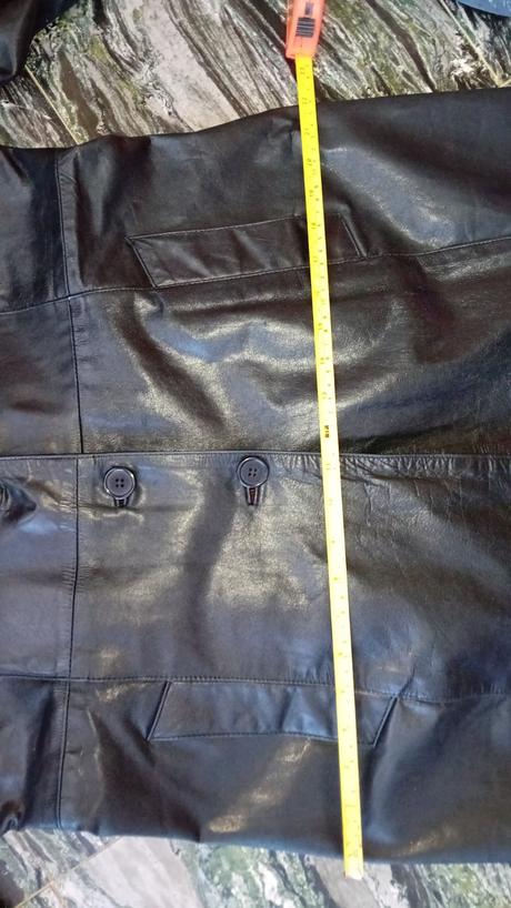 Kožený dlhý kabát na jeseň,veľ xl, xl