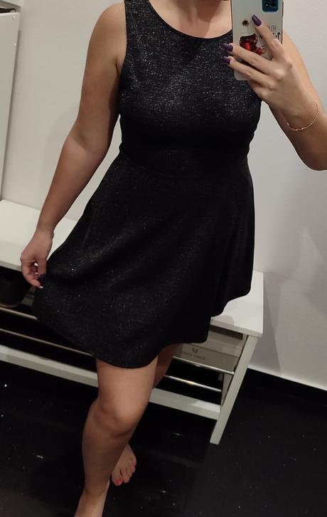 Čierne trblietavé šaty, amisu,xl