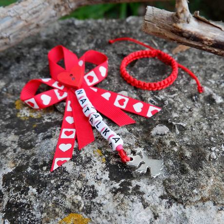 Mašlička na kočík s náramkom-sada proti urieknutiu, 