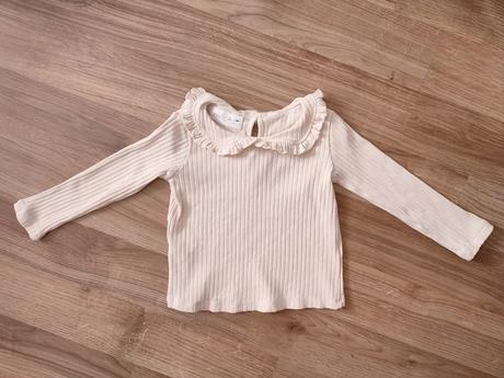 Rebrované tričko zara s volánovým golierom, zara,98