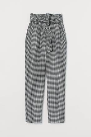 Pepitove paper bag nohavice, h&m,36
