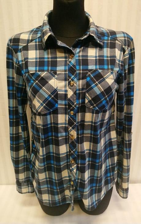 Dámska károvaná modro čierna košeľa, apricot, s