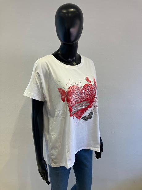 Dámske tričko vzor srdiečko a motýle (uni), l / m / s / xl