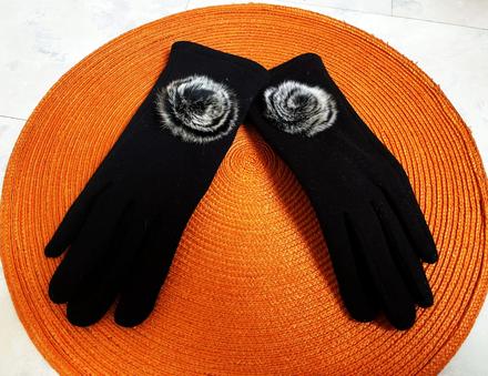 Luxusné zateplené rukavice s kožušinkou, l