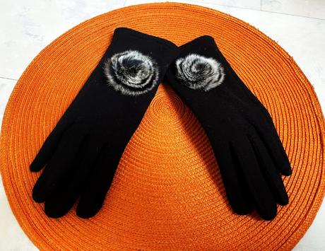 Luxusné zateplené rukavice s kožušinkou, l