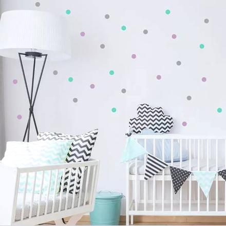 Nálepky na stenu - bodky šedé - 4 x 4 cm - 56 ku, 