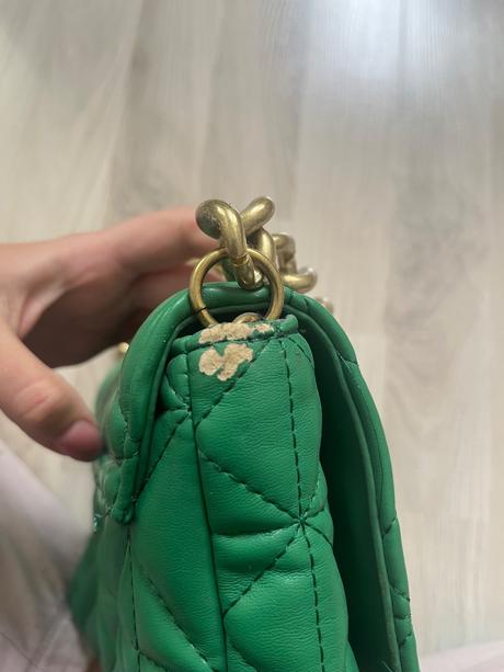 Zara zelena kabelka zlata retaz na plece, zara