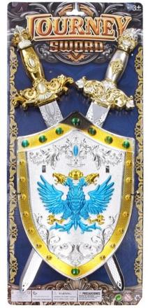 Rytiersky set štít a 2 meče 49cm,