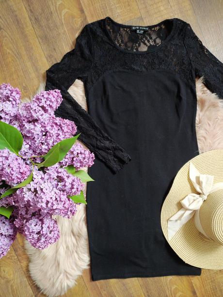 Čierne mini šaty s čipkou, gate,36