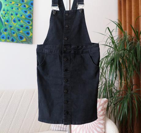 Čierne denimové šaty na traky kate denim, s