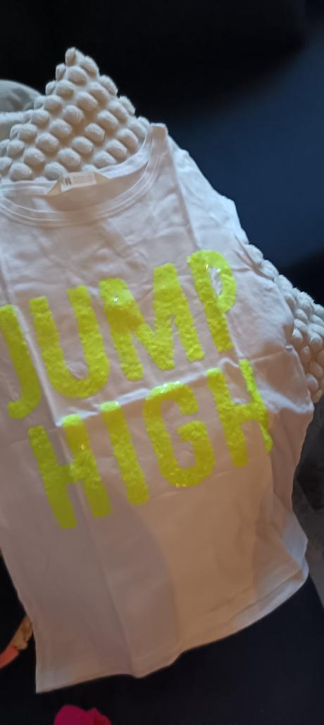 Biele tričko s flitrami, h&m,152