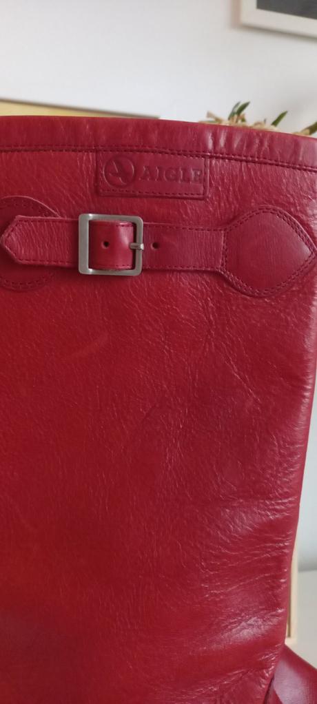 Kožené červené čižmy aigle 38, aigle,38