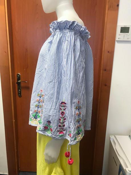Pásikavá blúzka s výšivkou, 40, bonprix,40
