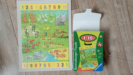 Puzzle zvieratká a číslice,